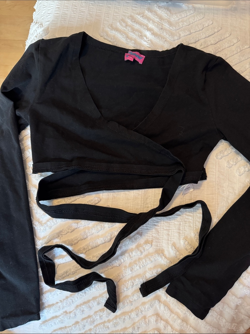 Edikted Black Wrap-Front Long Sleeve Crop Top
